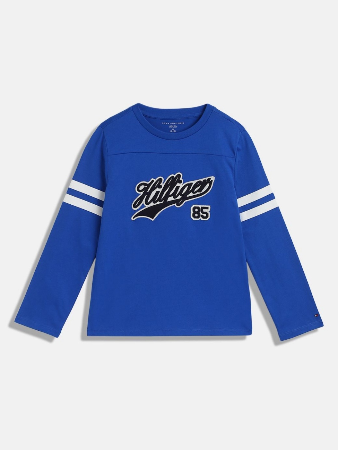 

Tommy Hilfiger Boys Typography Printed Round Neck Cotton T-shirt, Blue