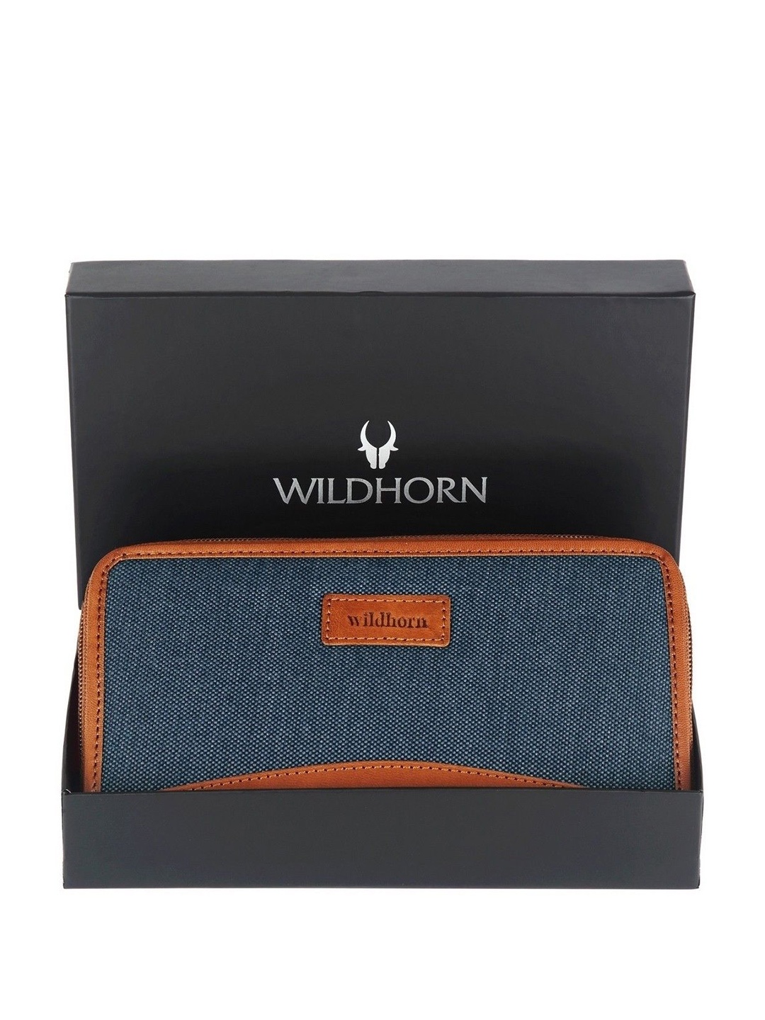 

WildHorn Women RFID Zip Around Wallet, Blue