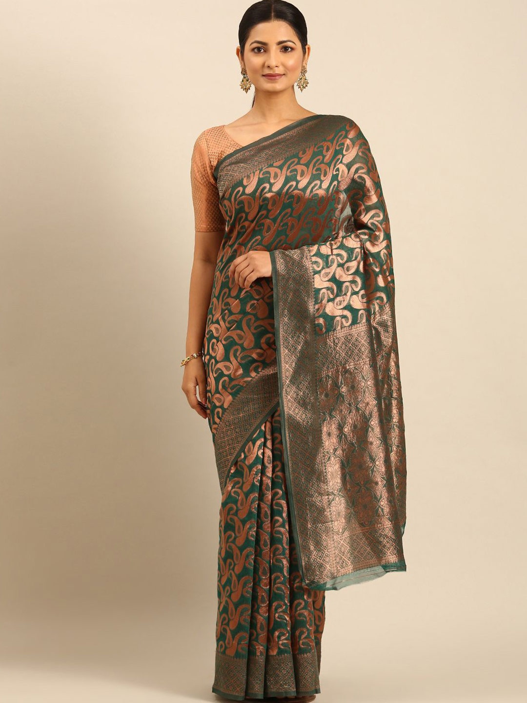 

Mitera Woven Design Saree, Teal