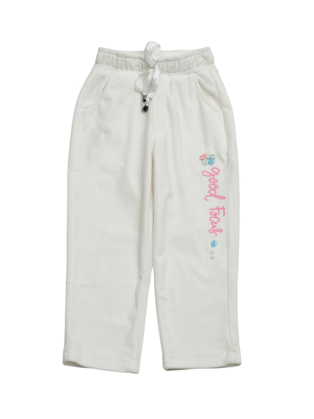 

Lil Lollipop Girls Mid-Rise Cotton Trousers, White