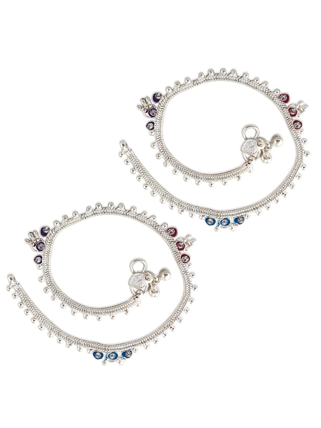 

Lila Set of 2 Silver-Plated Stone Studded Anklets