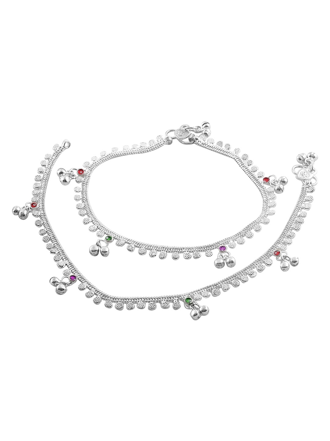 

Lila Set of 2 Silver-Plated Stone Studded Anklets