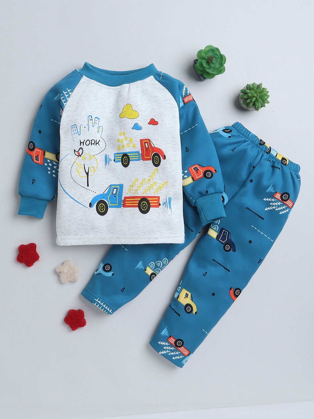 

BAESD Unisex Kids Round Neck Printed Sweatshirt with Trouser, Blue