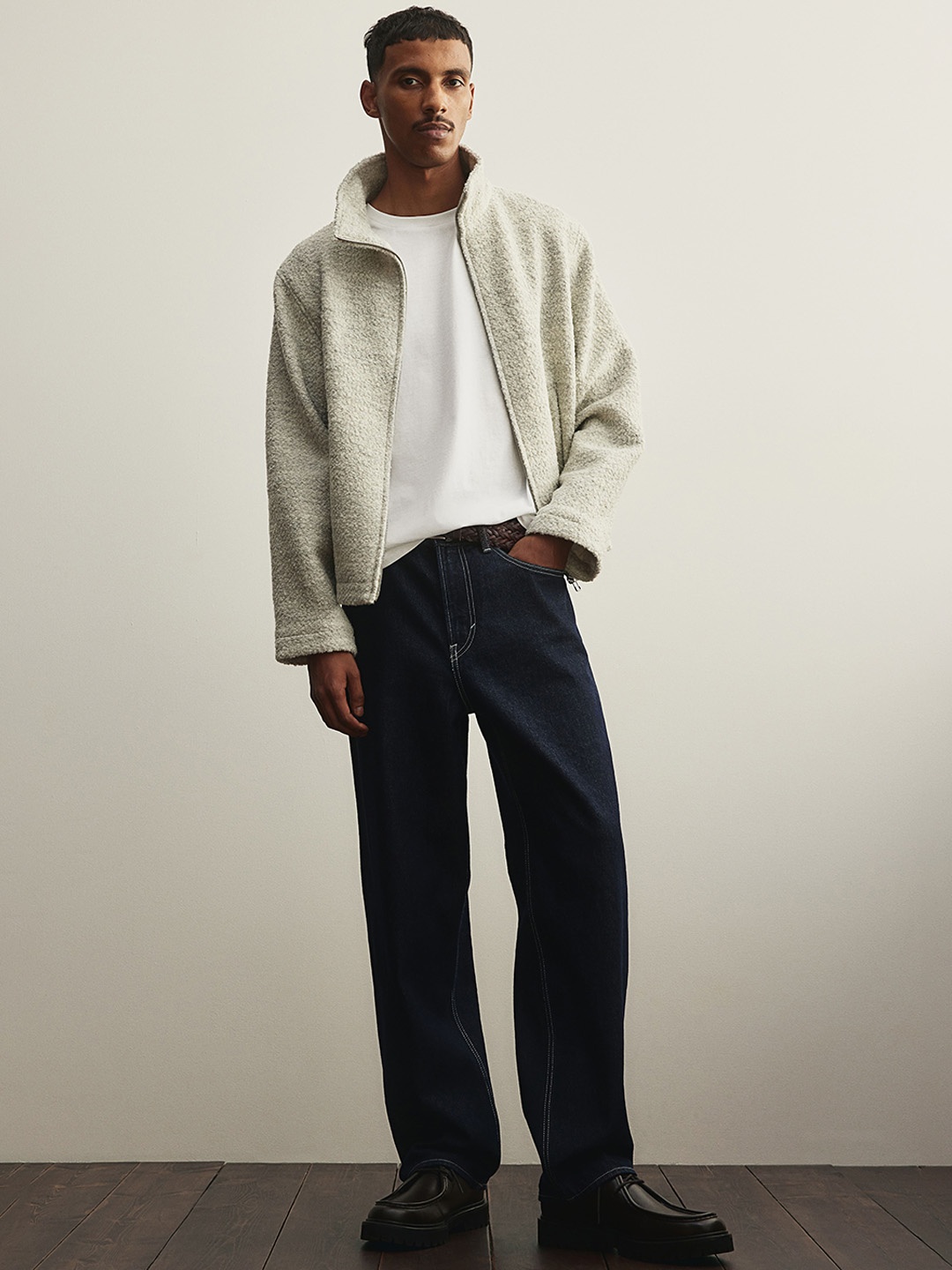 

H&M Wool-Blend Boucl Jacket, Beige