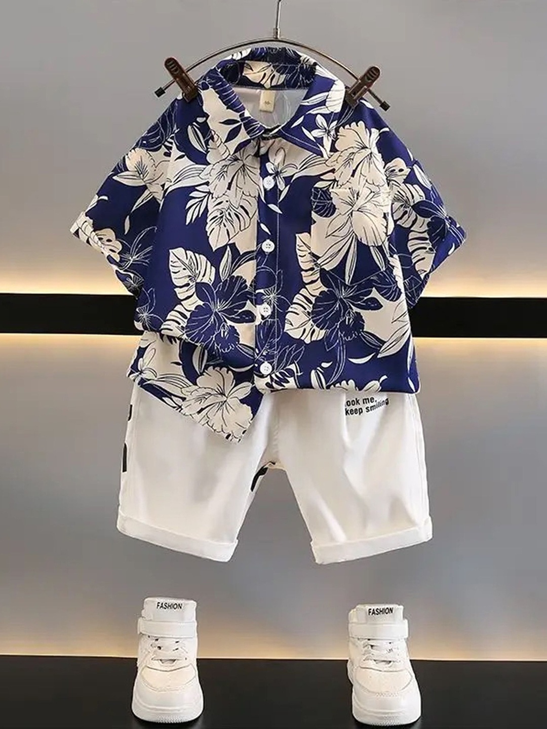 

TrendyKid Boys Printed Shirt with Shorts, Blue