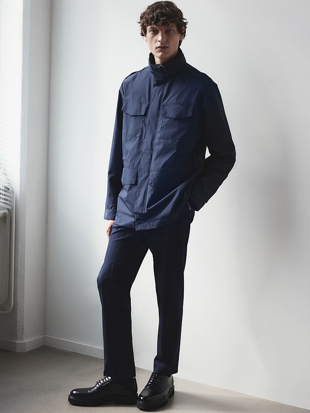 

H&M Zipper Stand Collar Jacket, Navy blue