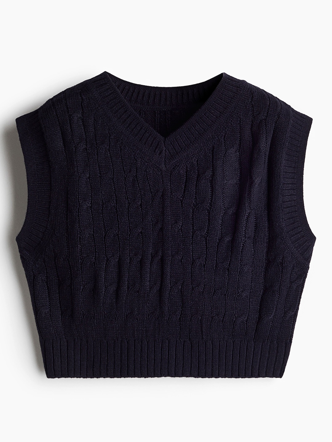 

H&M Women Cable-Knit Sweater Vest, Navy blue