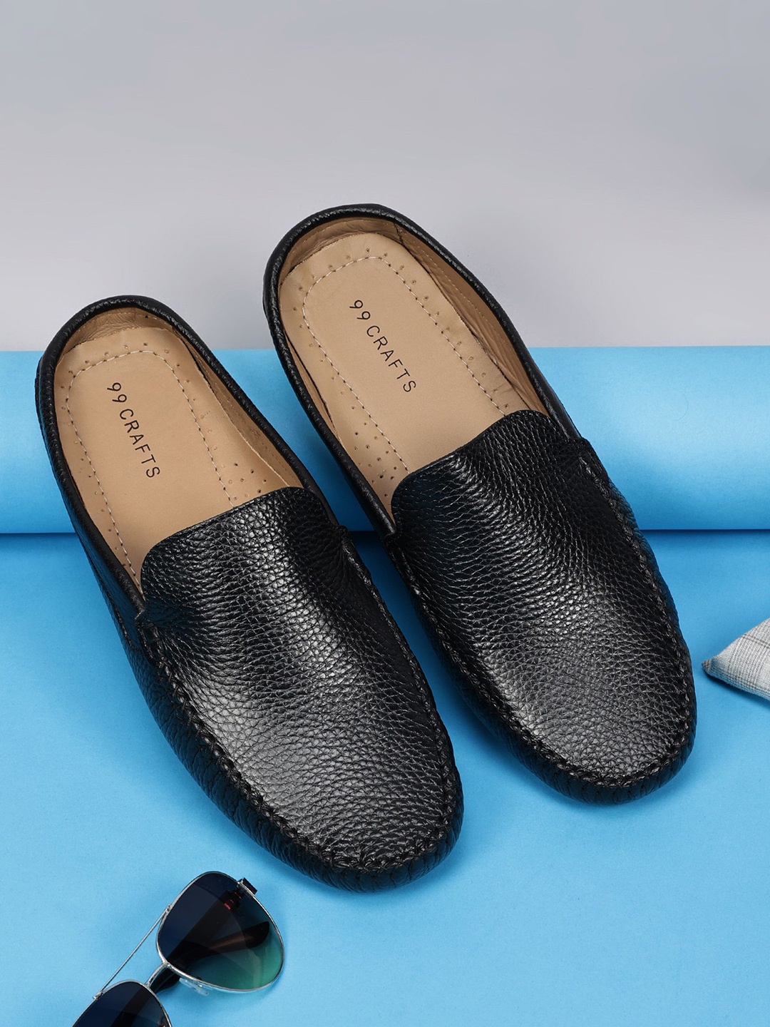 

99CRAFTS Men Slip On Formal Loafer Shoes, Black