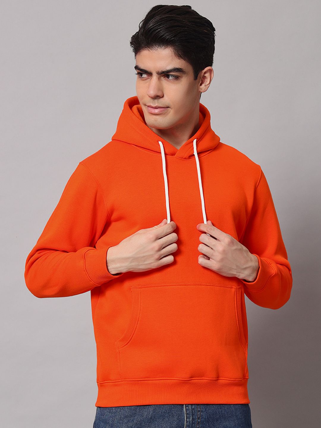 

Obaan Men Hooded Casual Sweatshirt, Orange