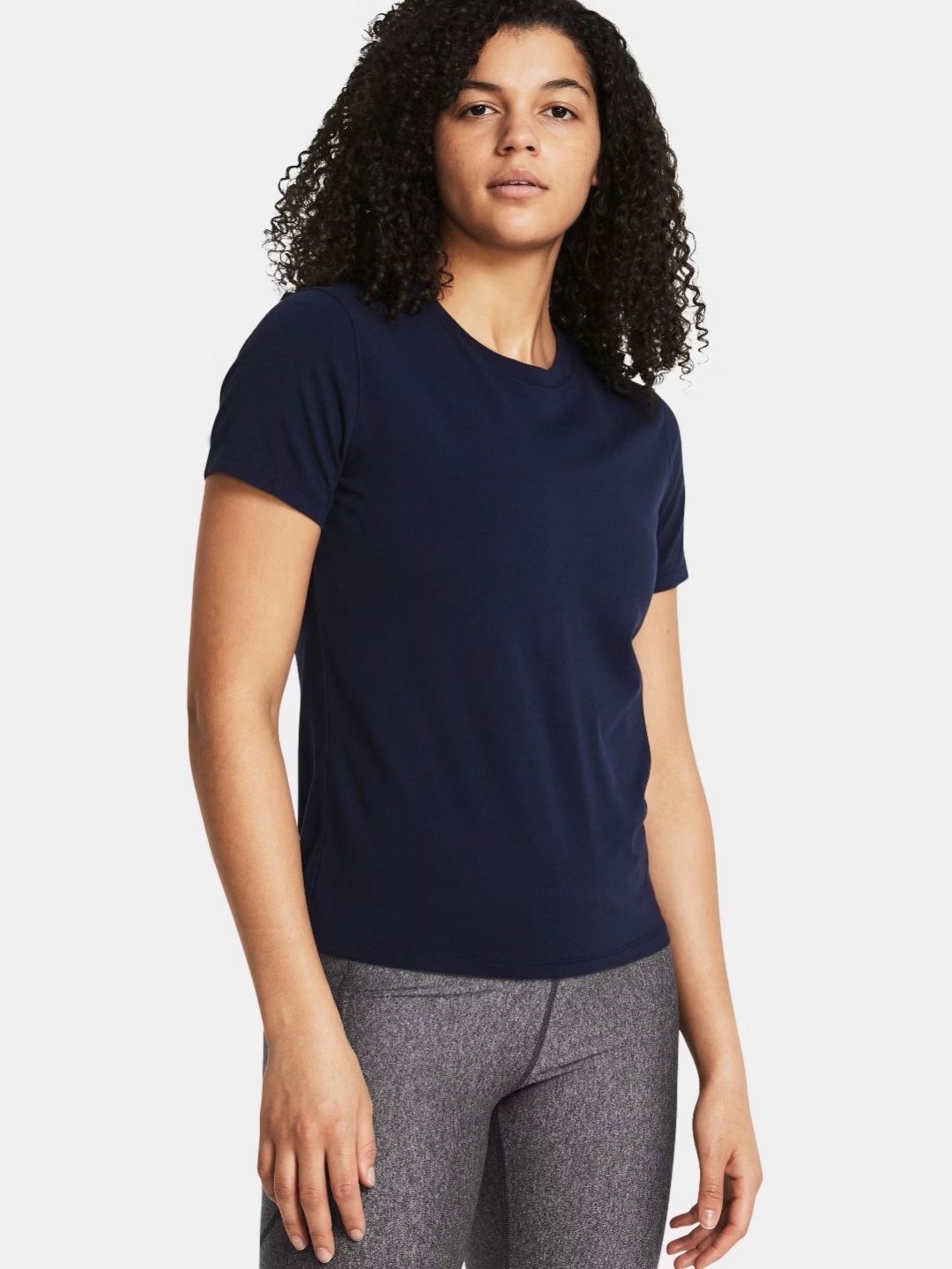 

appulse Women Solid Round Neck Cotton T-shirt, Navy blue