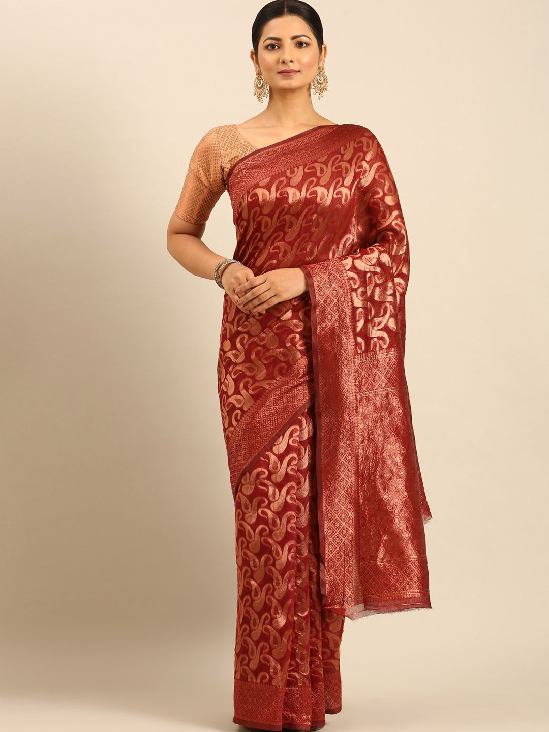 

Mitera Woven Design Zari Saree, Red