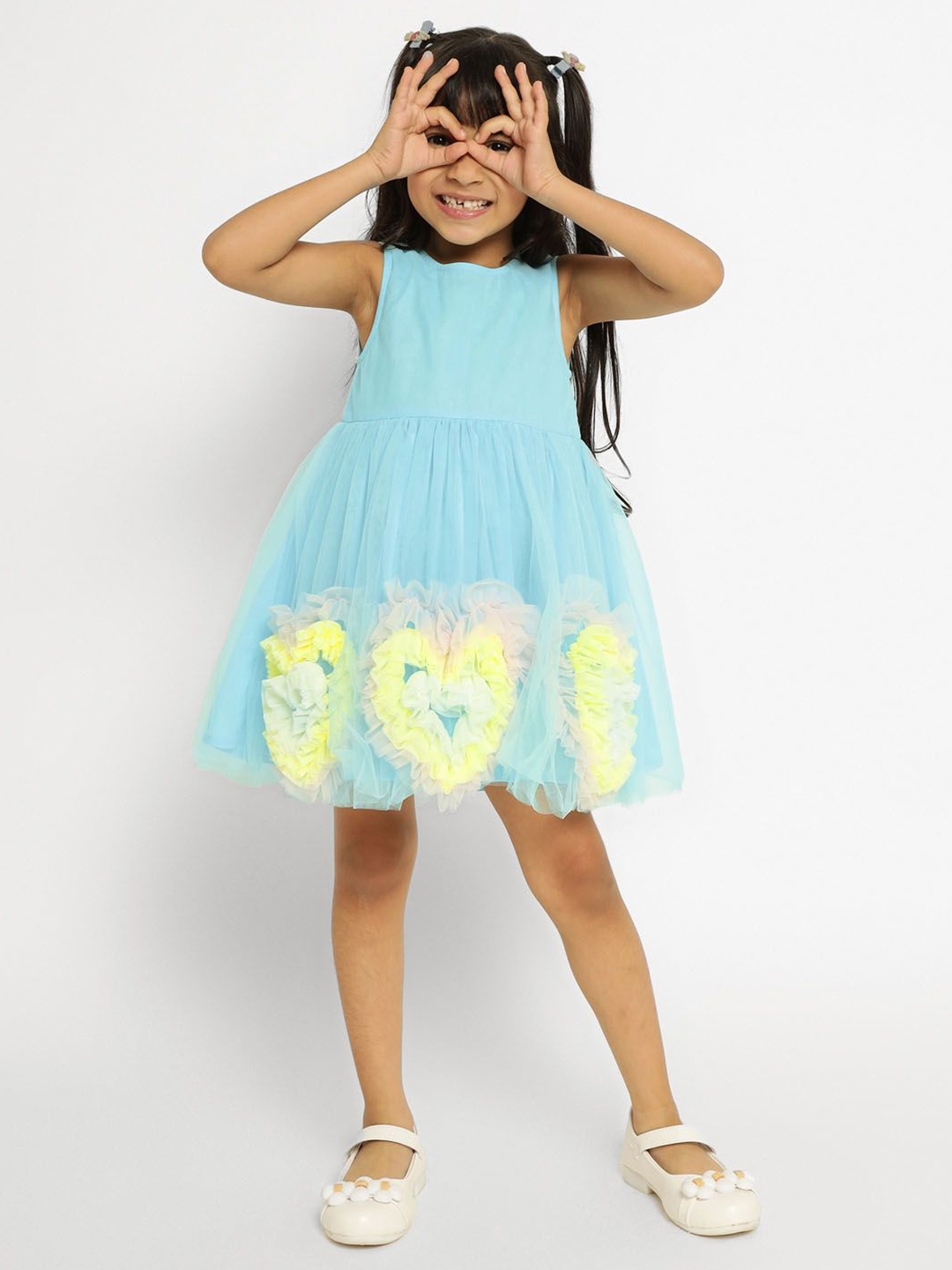 

Somersault Girls Cotton Printed Fit & Flare Above Knee Dress, Blue