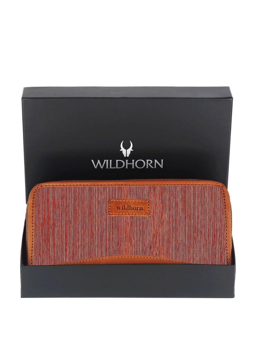 

WildHorn Women Textured Canvas Zip Around Wallet, Orange