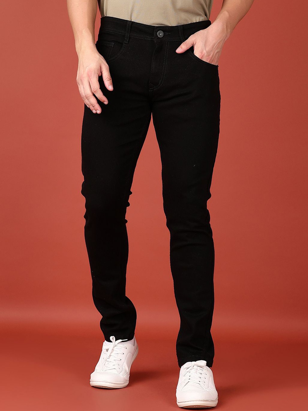 

V-Mart Men Mid-Rise Regular Fit Stretchable Cotton Jeans, Black