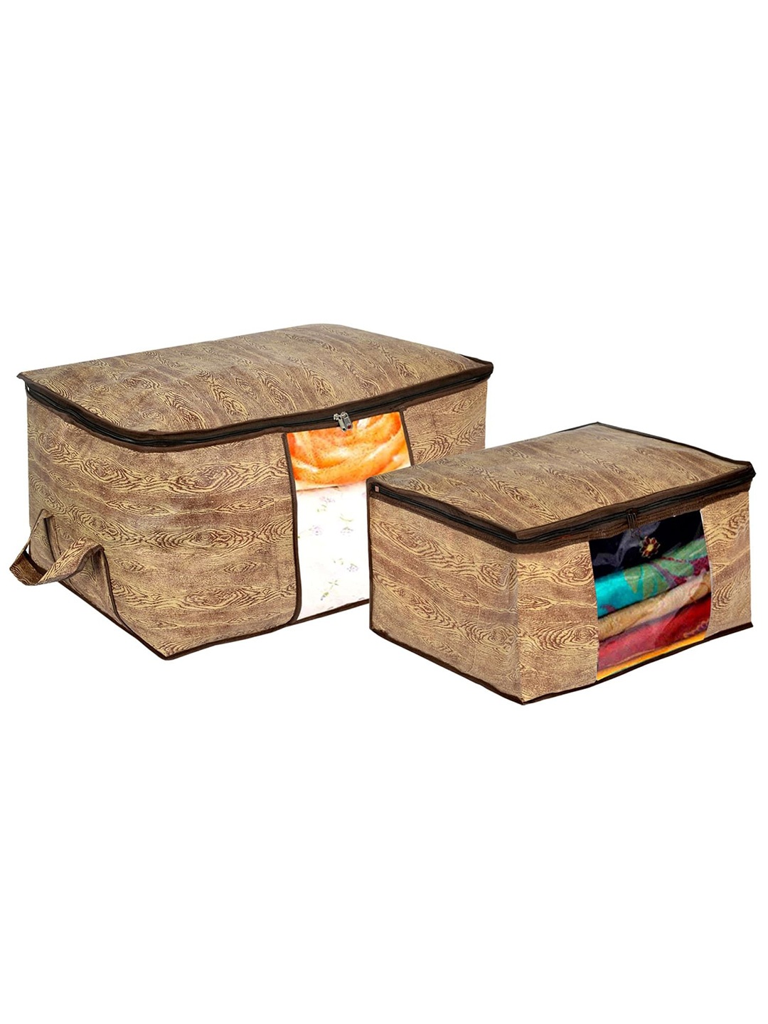 

Kuber Industries Brown 2 Pieces Printed Multi-Utility Organisers