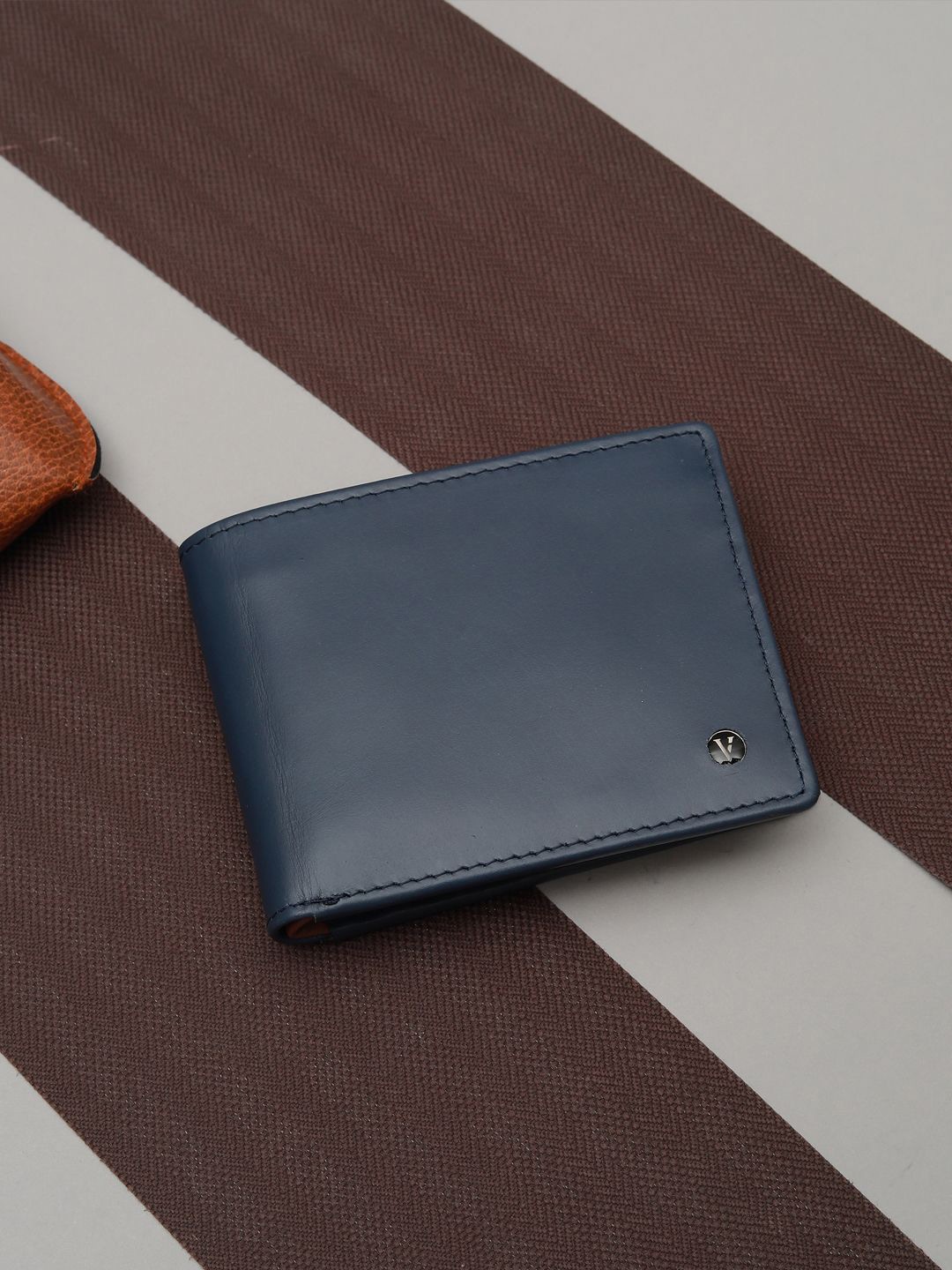 

Van Heusen Men Leather Two Fold Wallet with SIM Card Holder, Navy blue