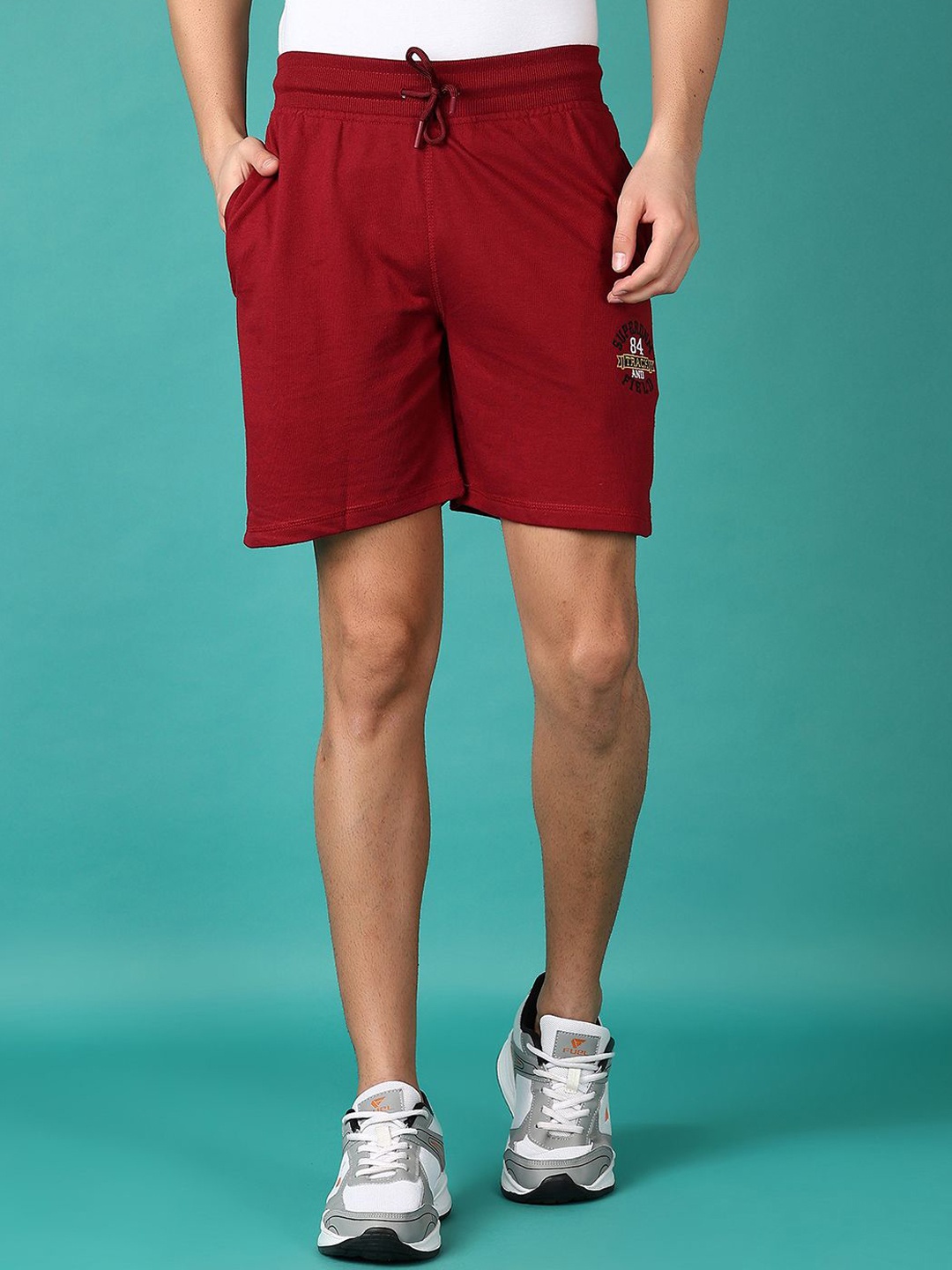 

V-Mart Men Regular Fit Mid-Rise Cotton Shorts, Maroon