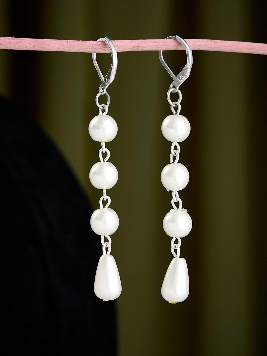 

ATIBELLE Silver-Plated German Silver Stone Studded Layered Drop Earrings