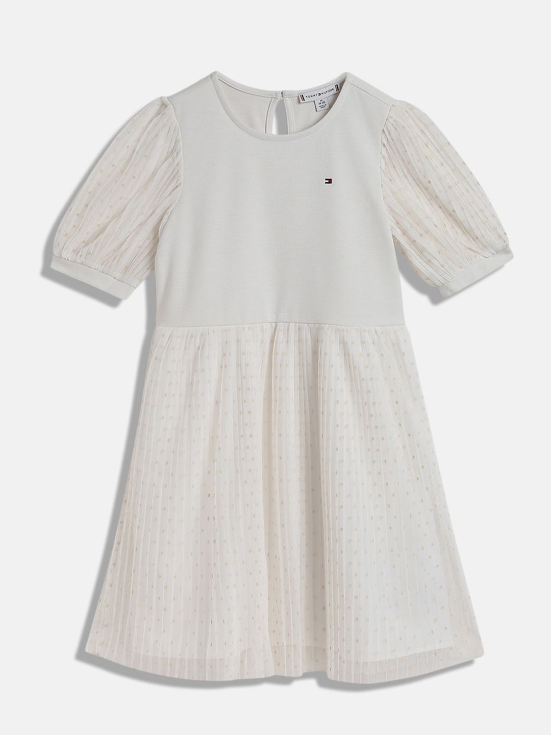 

Tommy Hilfiger Girls Embellished Fit & Flare Short Sleeves Dress, White