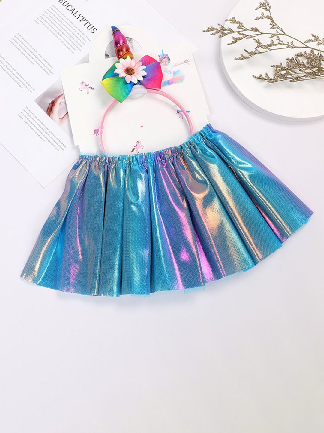 

Babymoon Girls Set Of 2 Tutu Skirt & Headband Baby Photoshoot Prop, Blue