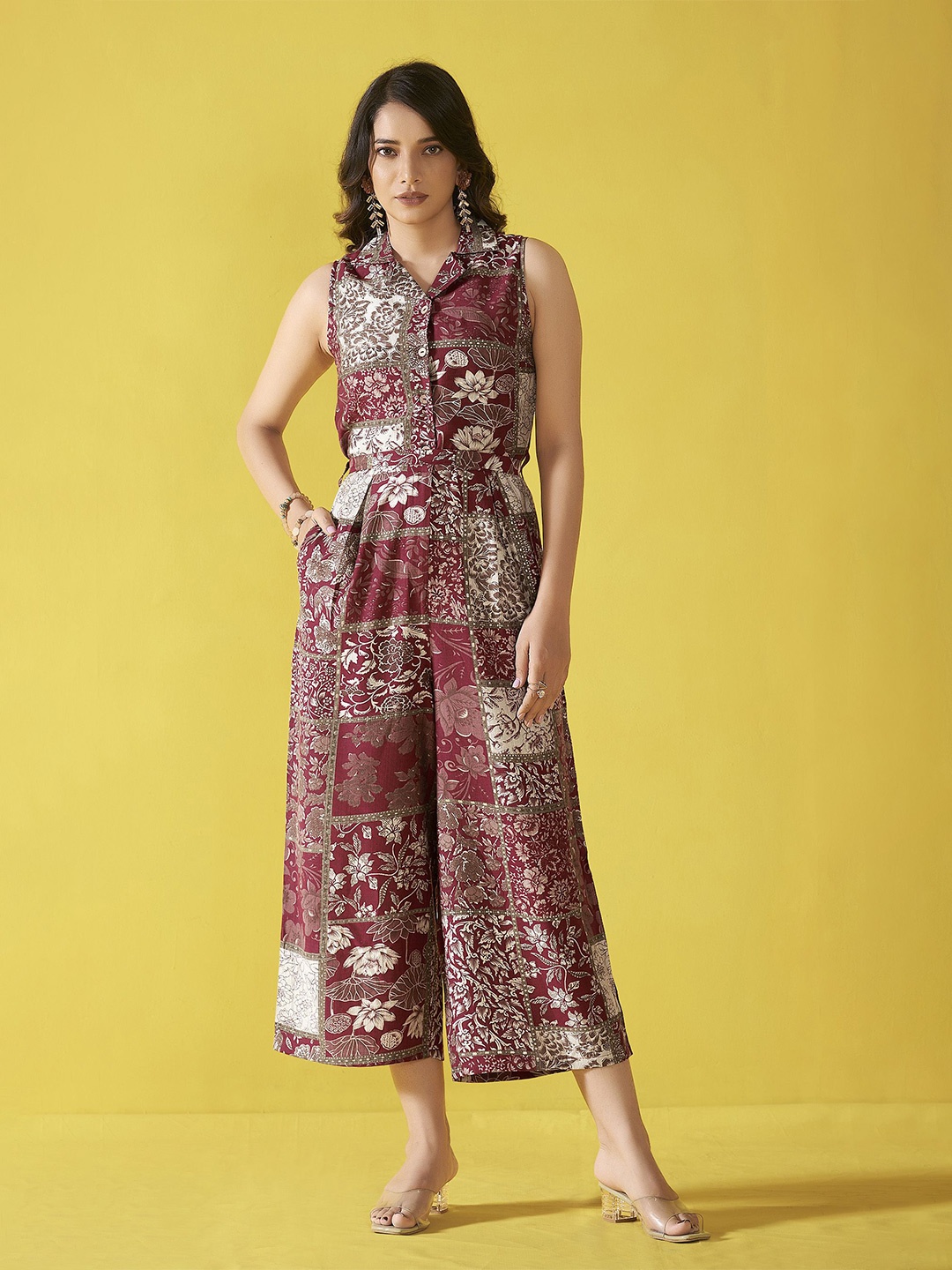 

Anouk Women Floral Printed Basic Jumpsuit, Rust