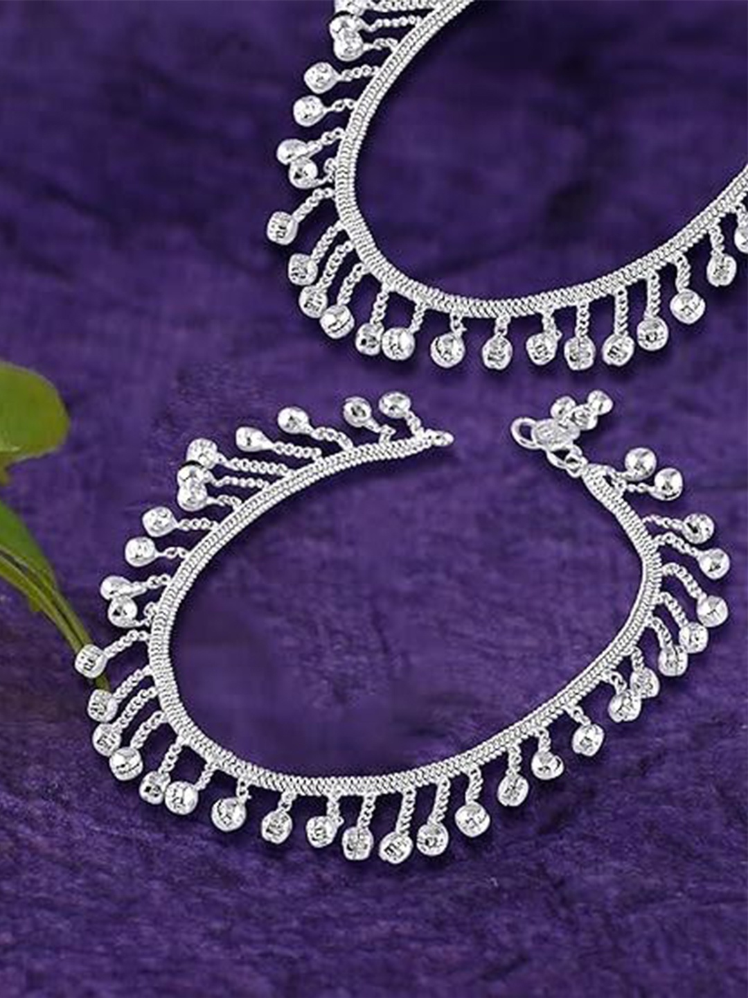 

Lila Set of 2 Silver-Plated Beaded Anklets