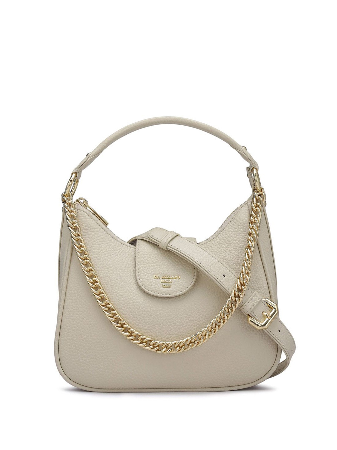 

Da Milano Women Textured Structured Leather Shoulder Bag, Beige