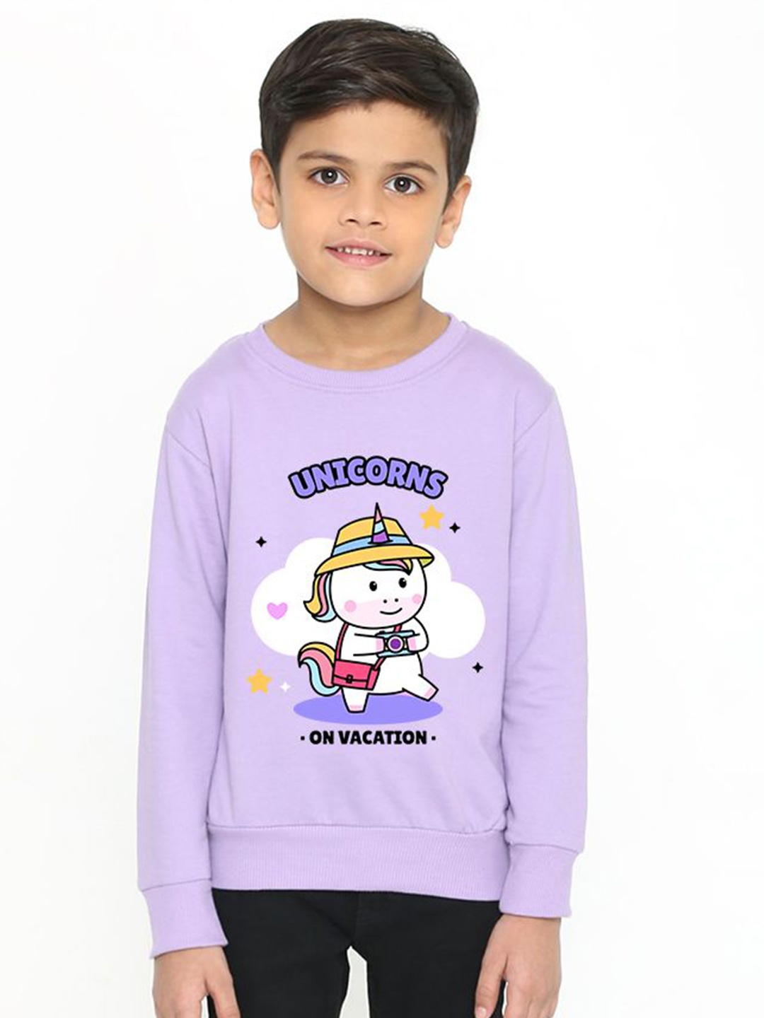 

FALTU.CO Boys Graphic Printed Long Sleeves Sweatshirt, Lavender