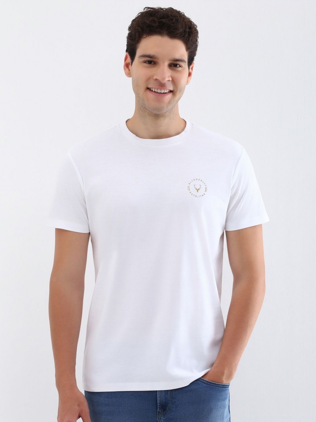 

Allen Solly Men Solid Round Neck Cotton T-shirt, White