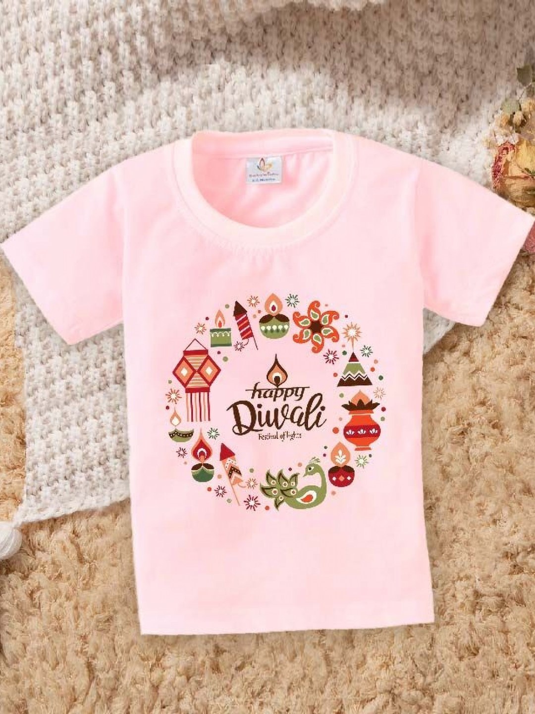 

Babywish Unisex Kids Graphic Printed Round Neck Cotton T-shirt, Pink