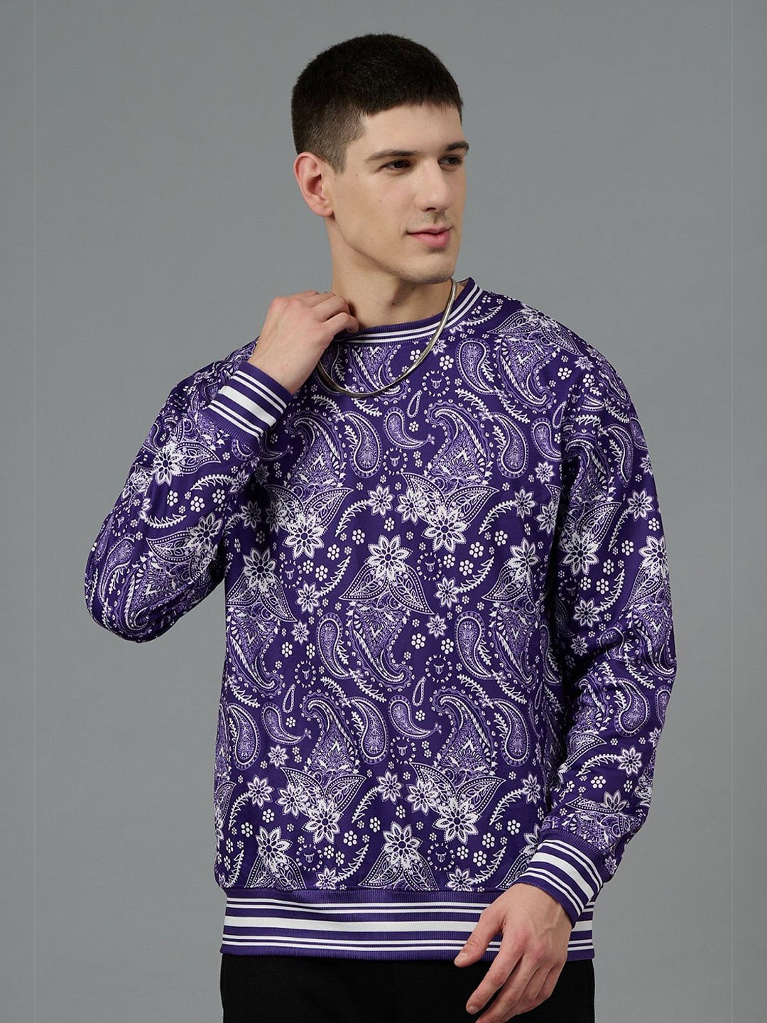 

GO DEVIL Men Printed Pullover Sweatshirt, Purple