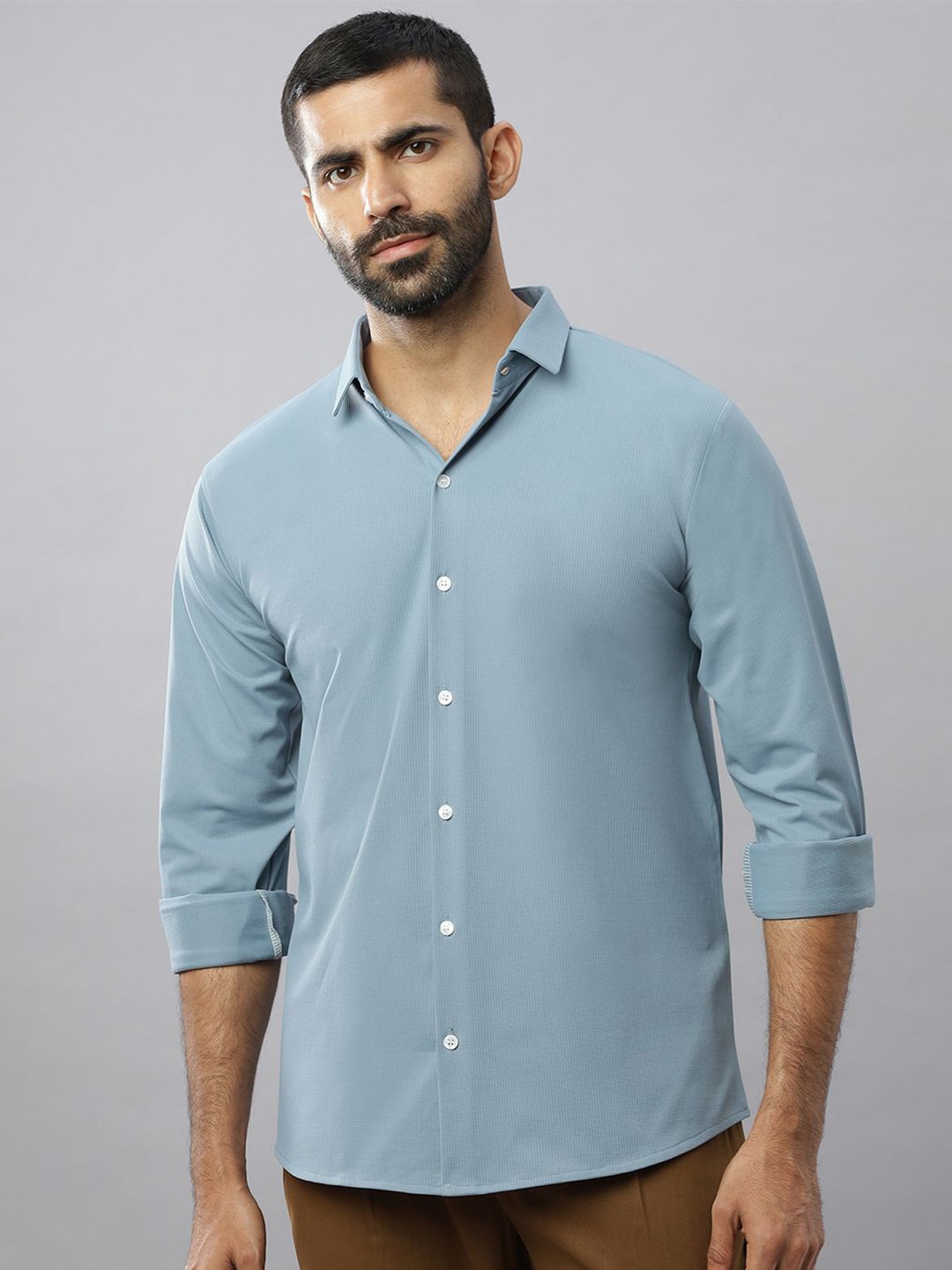 

N AND J Men Relaxed Opaque Casual Shirt, Blue