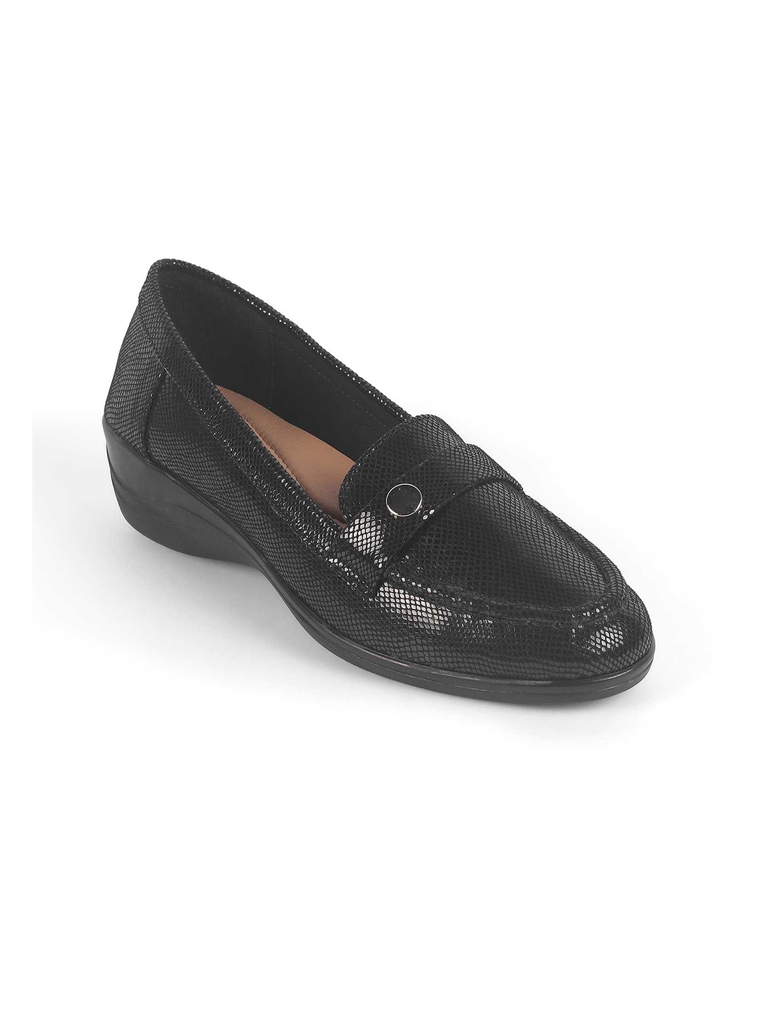 

Tresmode Women Slip-On Leather Block Heel Sandals, Black
