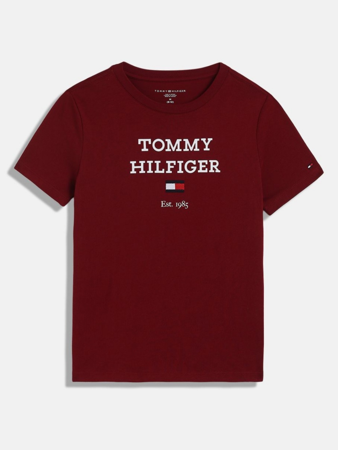 

Tommy Hilfiger Boys Typography Printed Round Neck Cotton T-shirt, Maroon