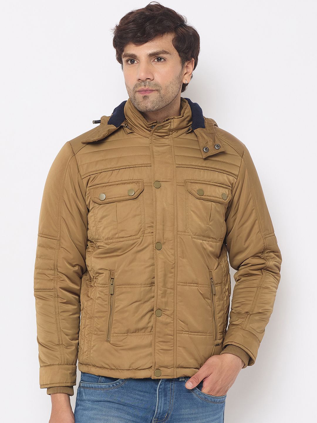 

Duke Men Mock Collar Solid Casual Padded Jacket, Khaki