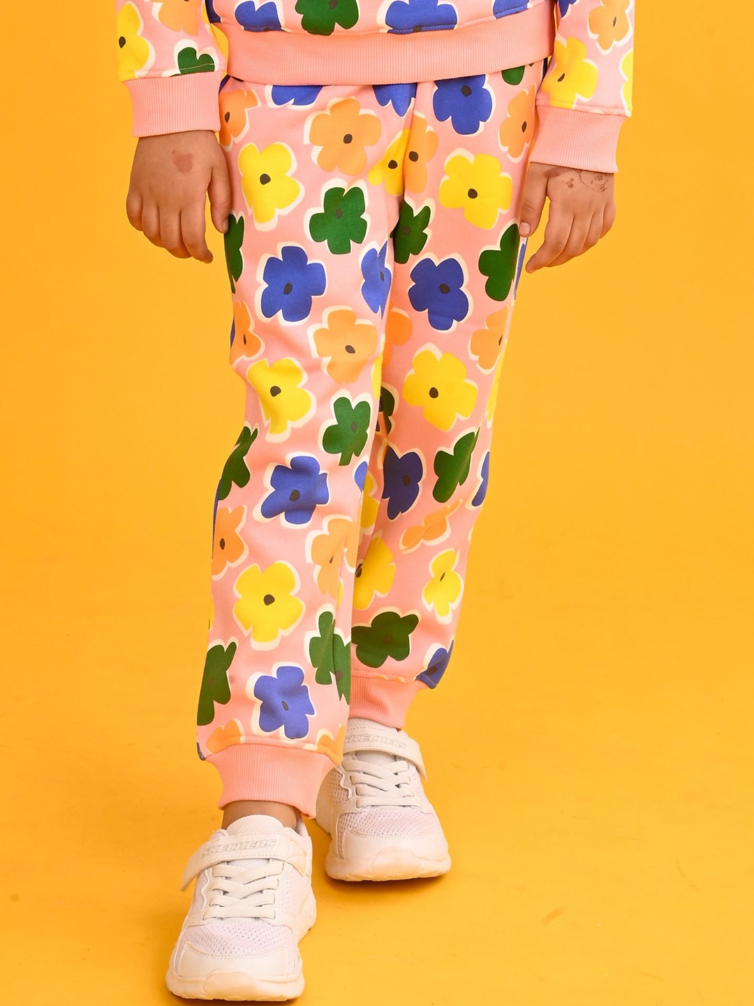 

Anthrilo Girls Floral Printed Mid-Rise Joggers, Pink