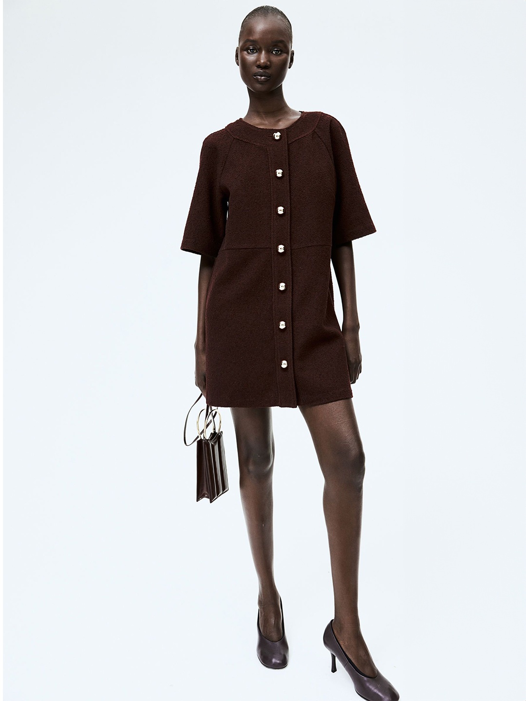 

H&M Button-Front Dress, Red