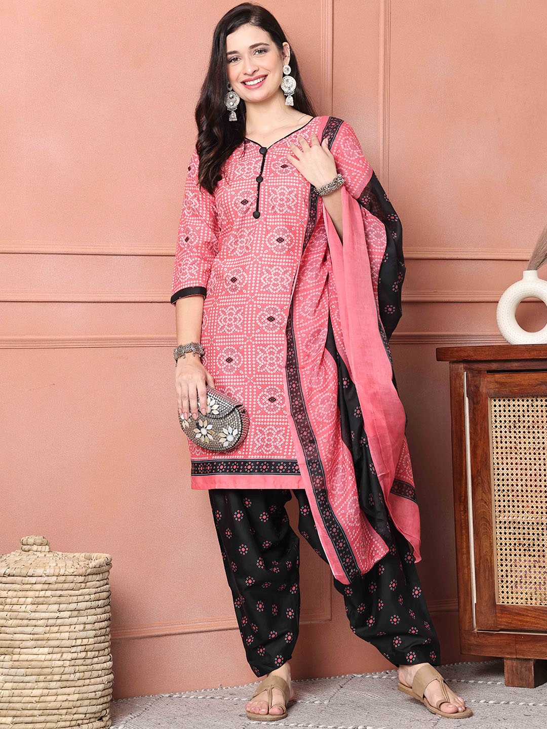 

Roly Poly Floral Printed Kurta with Salwar & Dupatta, Pink