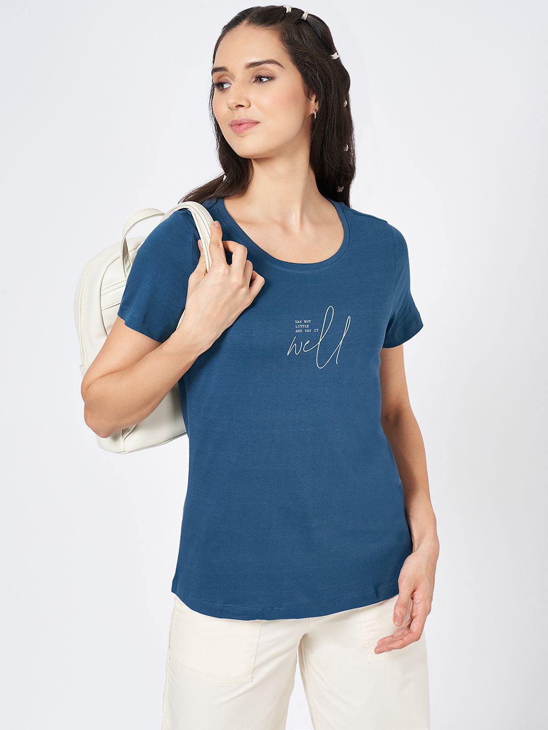 

Honey by Pantaloons Women Cotton Solid Top, Teal