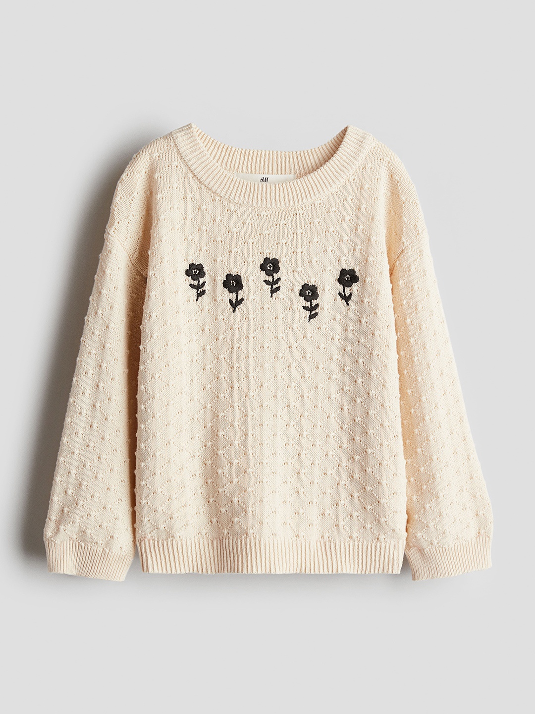 

H&M Girls Patterned Cotton Jumper, Beige