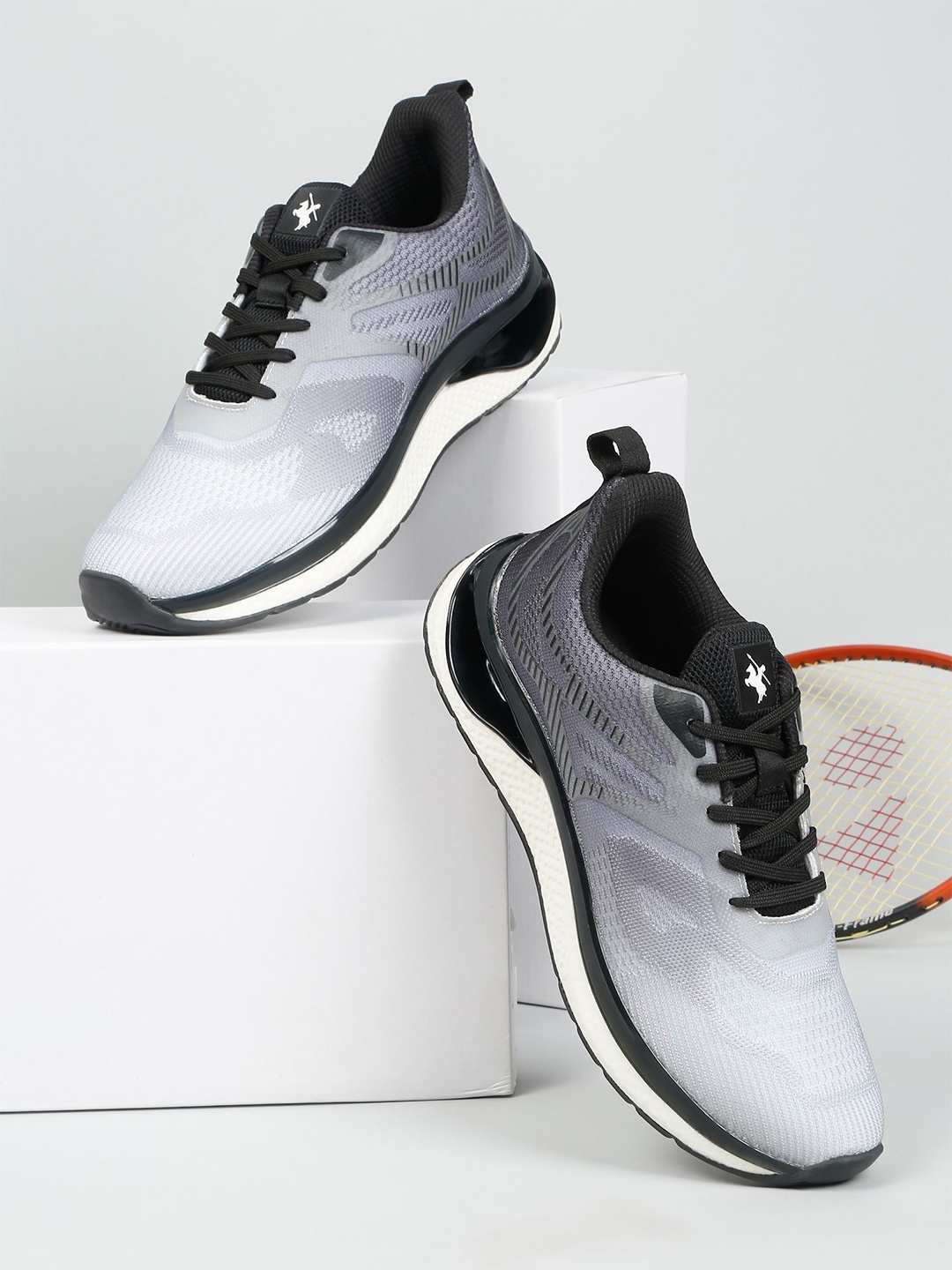 

Cantabil Men Mesh Lace-Ups Running Shoes, Grey