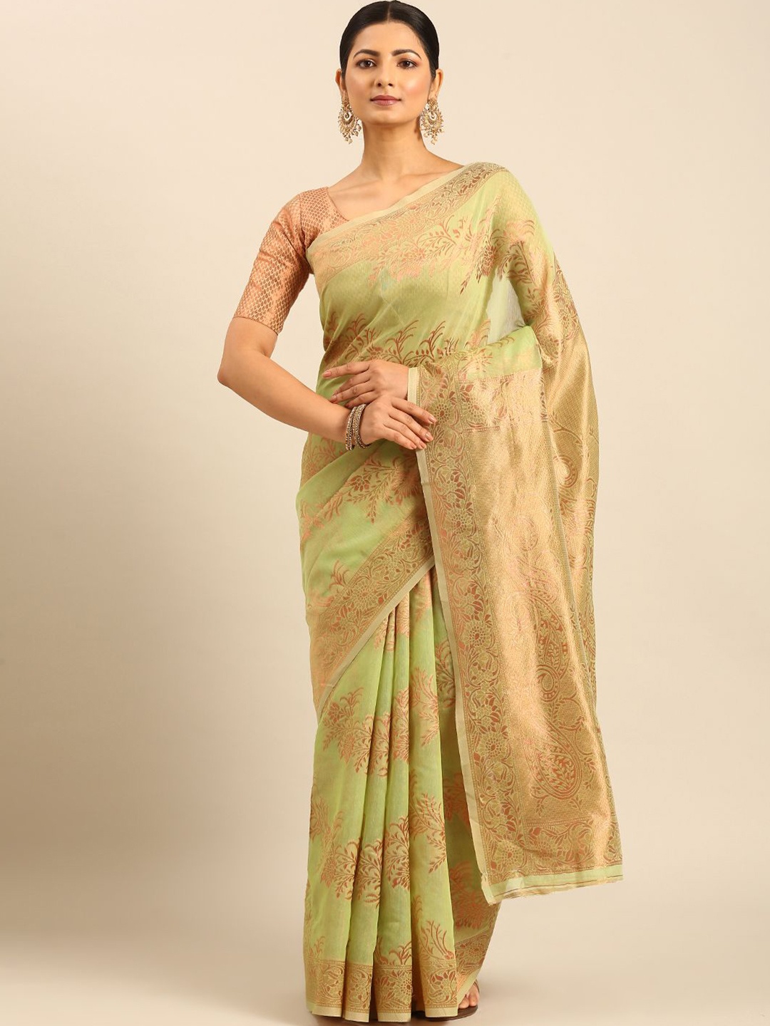 

Mitera Woven Design Designer Saree With Blouse Piece, Green