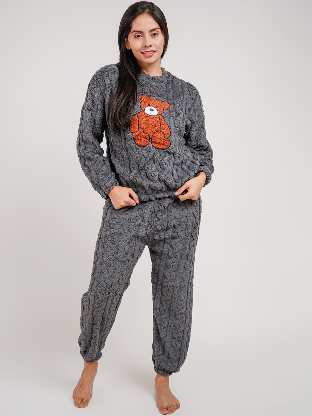 

Lugo Women Printed Night suit, Grey