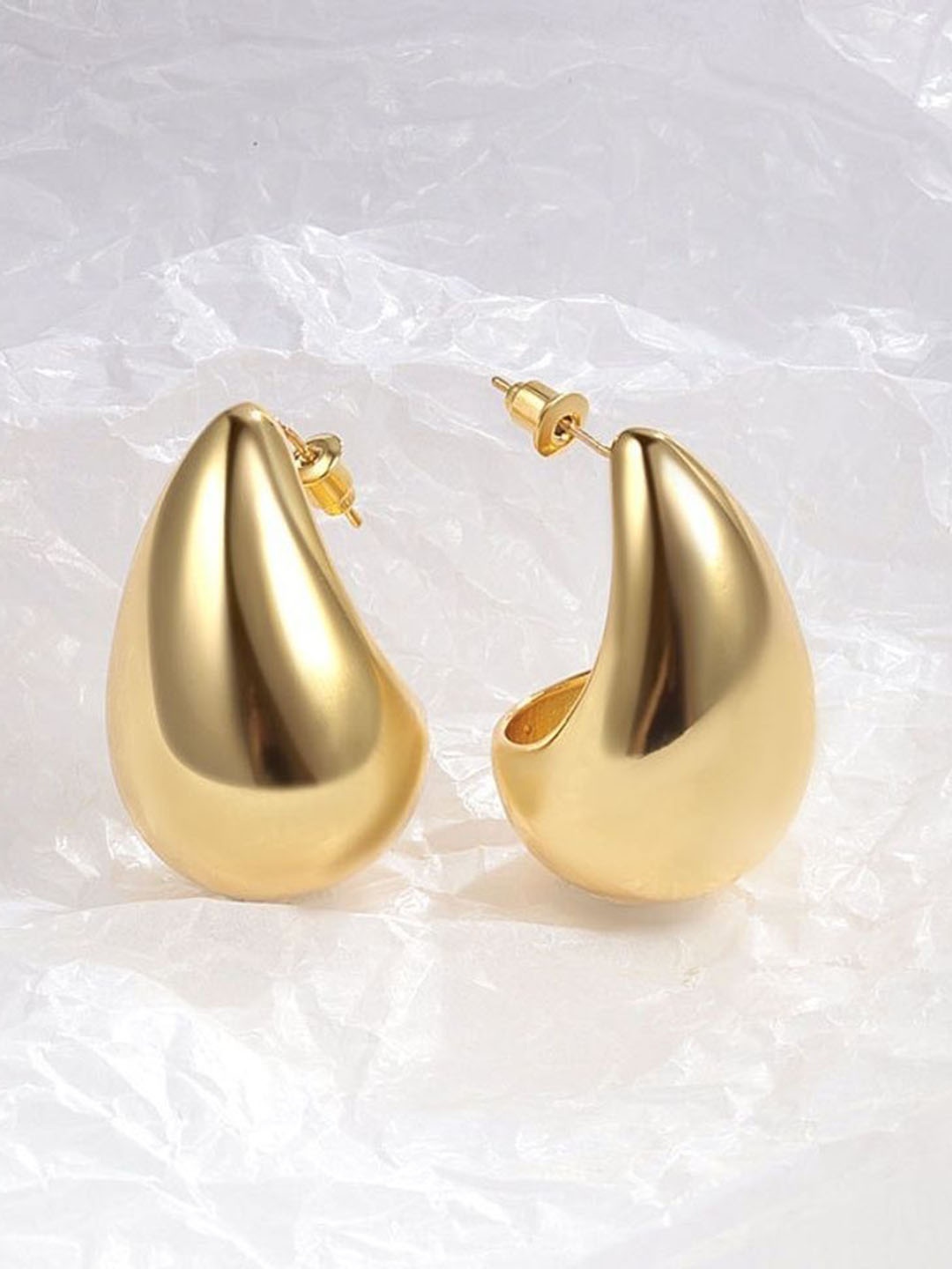 

MYKI Stainless Steel Gold-Plated Teardrop Shaped Studs