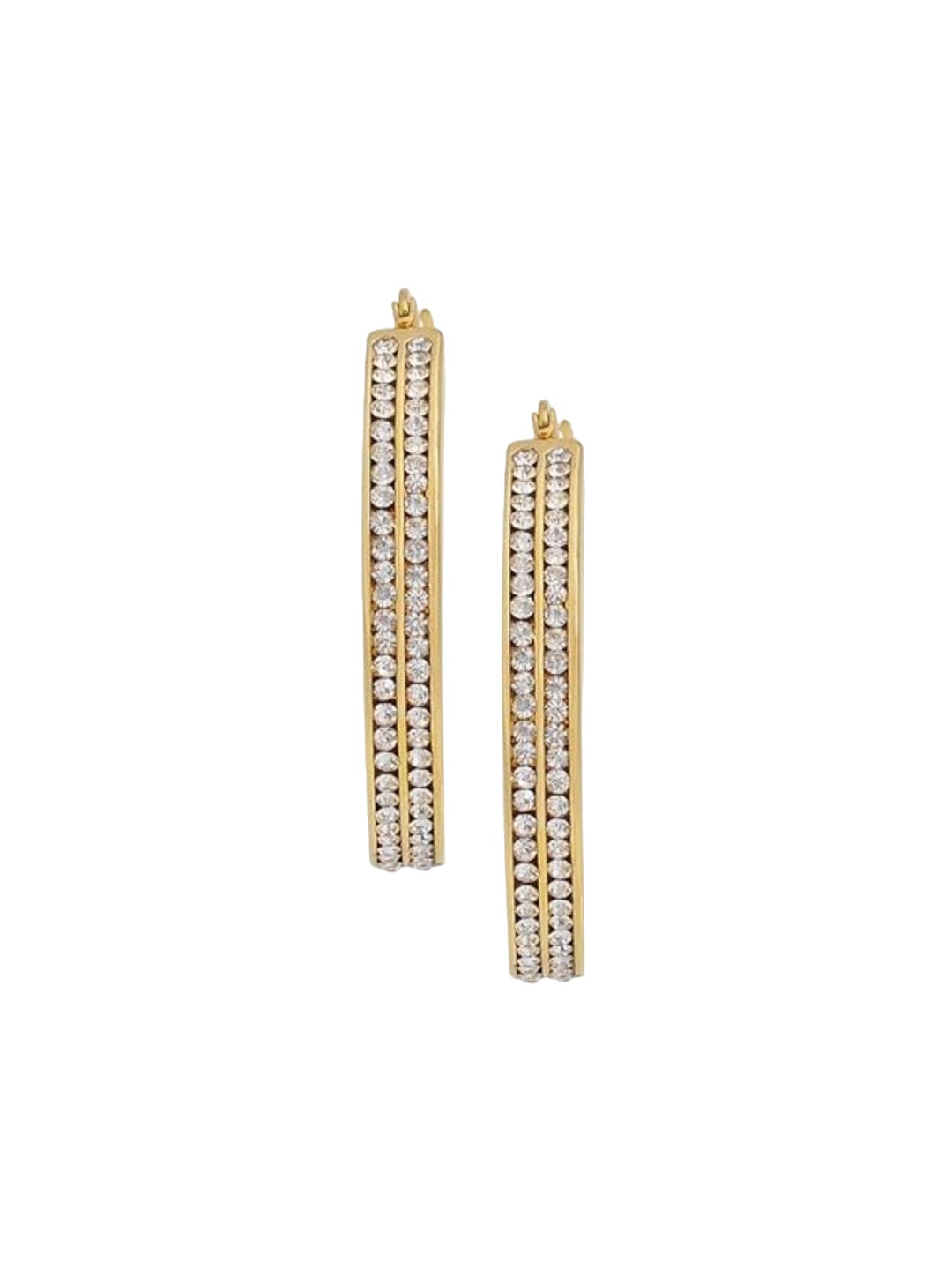 

EL REGALO Stainless Steel Stone Studded Hoop Earrings, Gold