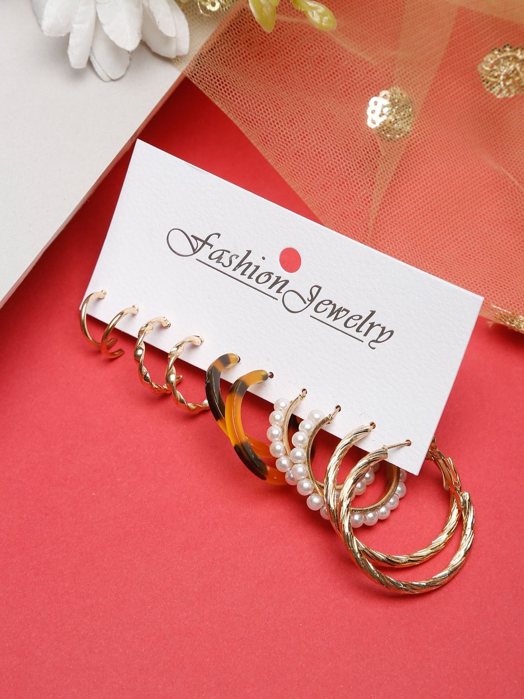 

YouBella Set Of 5 Gold-Plated Hoop Earrings