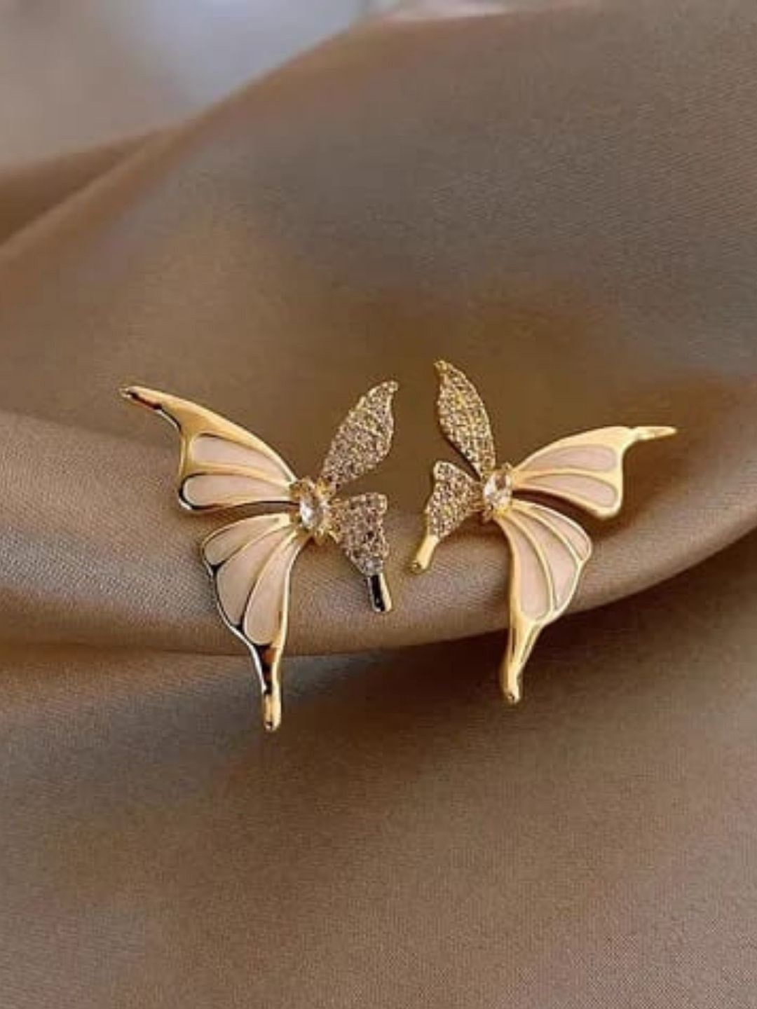 

CareDone Gold-Plated Butterfly Shaped Rhinestone Stone Studded Studs