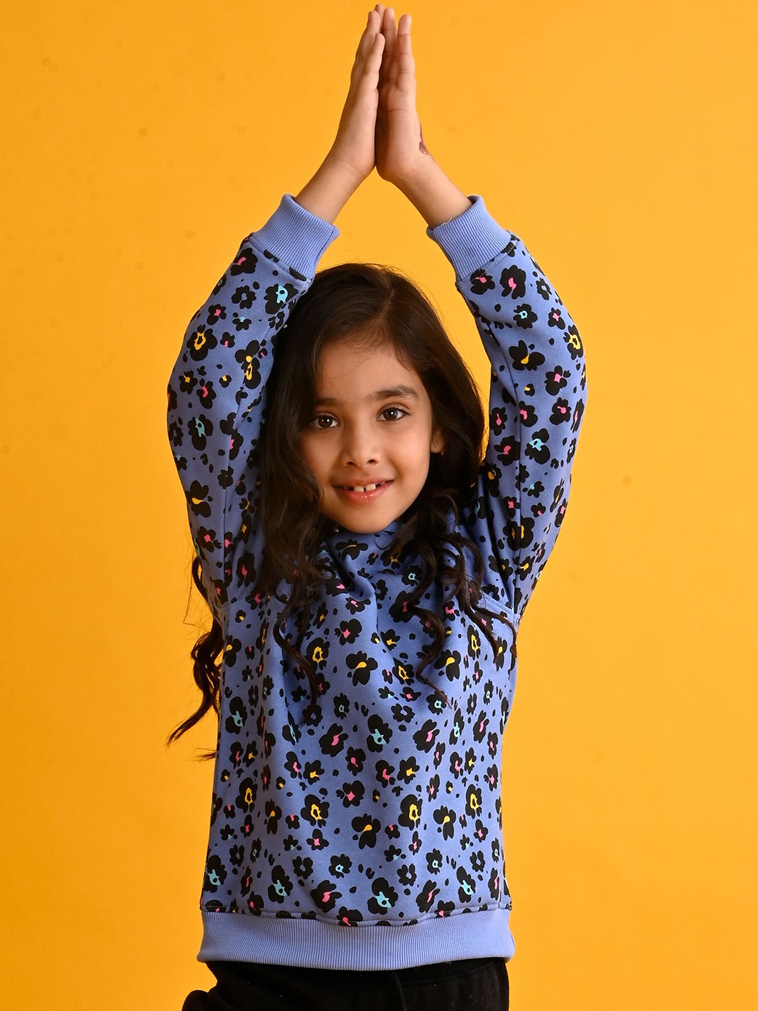 

Anthrilo Girls Floral Printed Sweatshirt, Blue