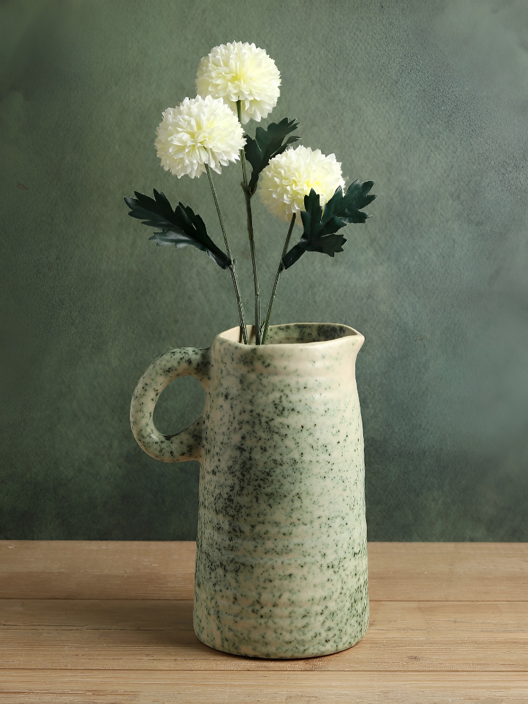 

HABERE INDIA Green Printed Ceramic Flower Vases