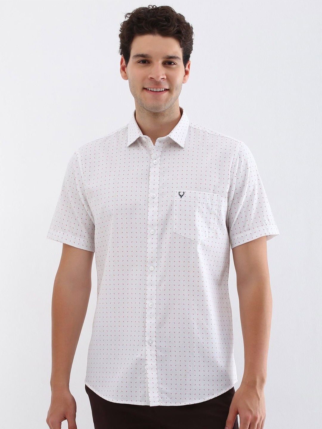 

Allen Solly Men Spread Collar Geometric Printed Cotton Slim Fit Casual Shirt, White